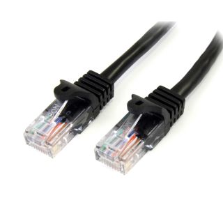 StarTech.com 0.5m Black Cat5e Ethernet Patch Cable Snagless - 45PAT50CMBK - Featuring Snagless RJ45 Connectors - Available from SABR - StarTech.com Reseller
